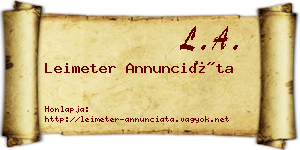 Leimeter Annunciáta névjegykártya